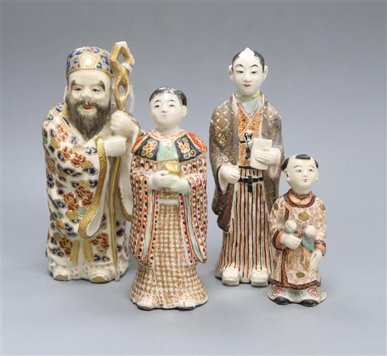 Four Japanese Satsuma figures tallest 11.5cm